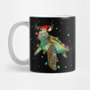 Sea Turtle Christmas Lights Funny Santa Hat Merry Christmas Pajamas Mug